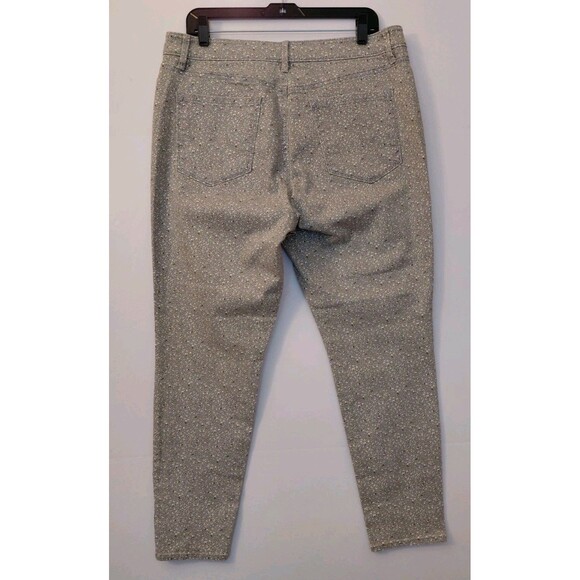 Ann Taylor Loft Curvy Skinny Ankle Size 31/12 Gray Tiny Floral Print Jeans - Picture 4 of 12
